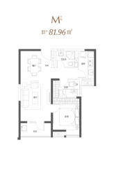 航空路壹号2室2厅1厨1卫建面81.96㎡