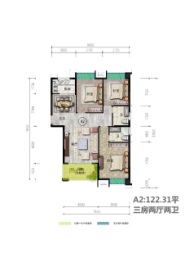 美力金都公馆3室2厅2卫建面122.31㎡