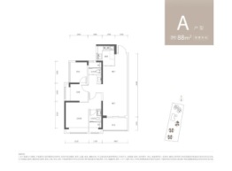 电建洺悦鹏著2室2厅1厨2卫建面88.00㎡