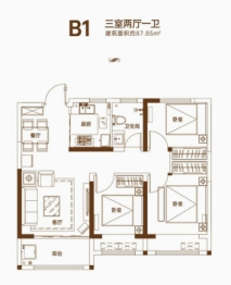 亚星锦绣山河3室2厅1厨1卫建面87.85㎡