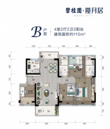 碧桂园揽月居4室2厅1厨2卫建面115.00㎡