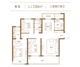 建业旭辉·尊府3室2厅1厨2卫建面130.00㎡