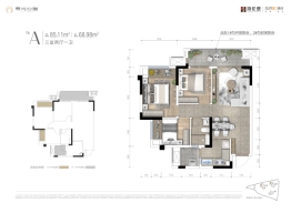 寻光沙磁3室2厅1厨1卫建面85.11㎡