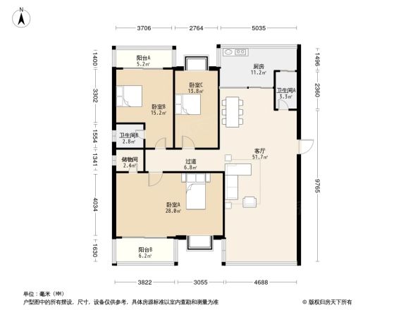 雁北花园户型图
