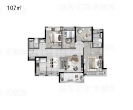 越秀·天瀛4室2厅1厨2卫建面107.00㎡