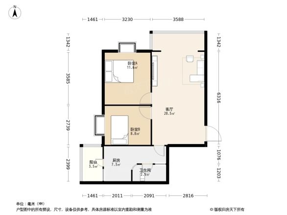 水漪袅铜户型图
