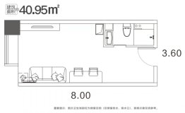 中海阅溪府行政公馆1室1厅1厨1卫建面40.95㎡