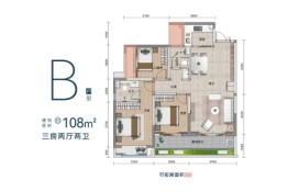 百兴城3室2厅1厨2卫建面108.00㎡