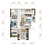 3# E户型 建筑面积约76㎡ 三室两厅一卫