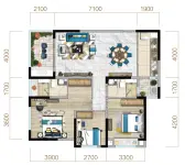 3# D户型 建筑面积约115㎡ 三室两厅两卫