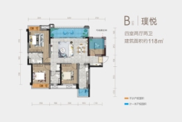 绿城·南山映4室2厅1厨2卫建面118.00㎡