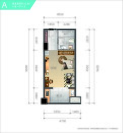 世贸广场1室1厅1厨1卫建面50.08㎡