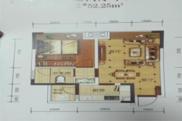 大合华府1室2厅1厨1卫建面52.25㎡