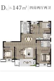 澄江·朗诗新郡4室2厅1厨2卫建面147.0㎡