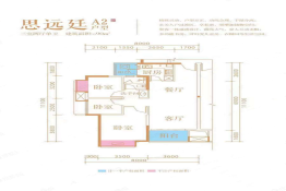 富力院士廷3室2厅1厨1卫建面90.00㎡