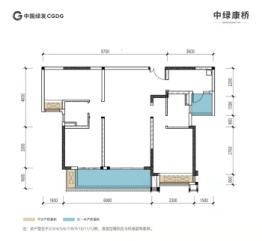 中绿康桥3室2厅1厨2卫建面115.00㎡