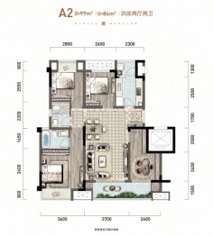 弘阳昕悦府观山樾4室2厅1厨2卫建面99.00㎡