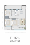 佑园121㎡三室两厅一卫户型