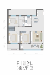 佑园3室2厅1厨1卫建面121.00㎡