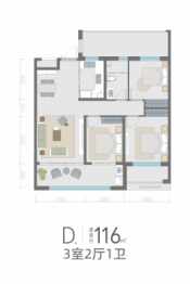 佑园3室2厅1厨1卫建面116.00㎡