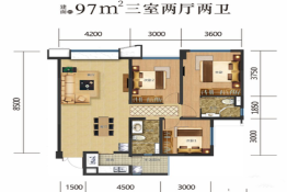 璟瑞府3室2厅2厨1卫建面97.00㎡