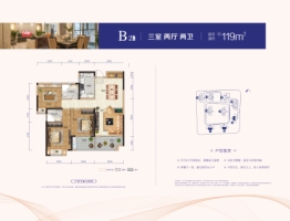 民发星悦里3室2厅1厨2卫建面119.00㎡