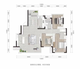 华润置地静安府3室2厅1厨2卫建面128.00㎡