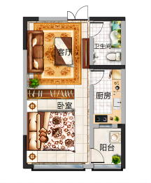 民通·公园里1室1厅1厨1卫建面54.00㎡