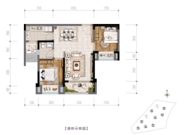 中国摩2室2厅1厨1卫建面69.00㎡