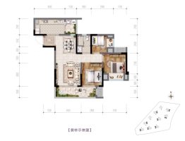 中国摩3室2厅1厨1卫建面88.00㎡