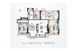 碧桂园隽峰铭筑4室2厅1厨2卫建面138.00㎡