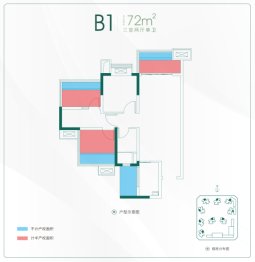 袍商朗诗天府绿郡3室2厅1厨1卫建面72.00㎡