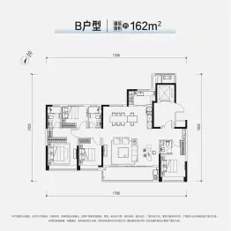 招商雍澜湾4室2厅1厨3卫建面162.00㎡