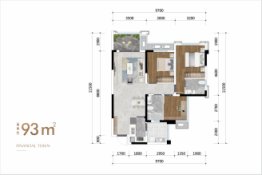 振兴·环天金融城3室2厅1厨2卫建面93.00㎡