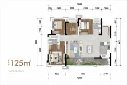 振兴·环天金融城4室2厅1厨2卫建面125.00㎡