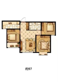 书院华庭3室1厅1厨1卫建面97.00㎡