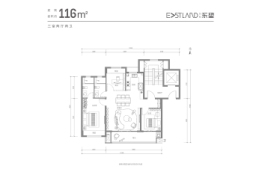 万科·东望3室2厅1厨2卫建面116.00㎡