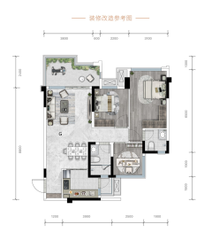 锐德天汇3室2厅1厨2卫建面94.00㎡