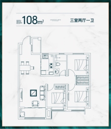 江山美域3室2厅1厨1卫建面108.00㎡