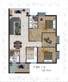 贵阳理想城3室2厅1厨2卫建面122.91㎡