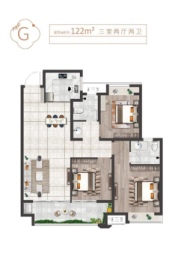 富园玖誉府3室2厅1厨2卫建面122.00㎡