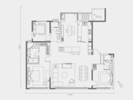 招商华宇长安玺4室2厅1厨3卫建面178.93㎡