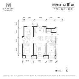 万科滨海大都会3室2厅1厨2卫建面114.00㎡