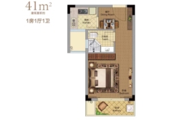 夏溪云山居1室1厅1厨1卫建面41.00㎡