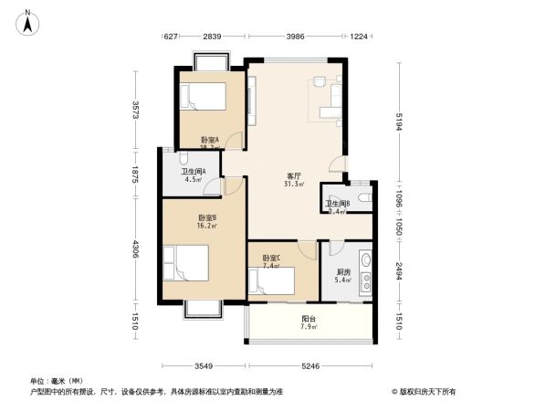 川西家园B区户型图