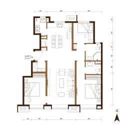 万科宝坻城市之光3室2厅1厨2卫建面115.00㎡