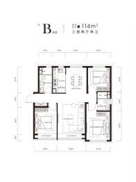 中海云庭3室2厅1厨2卫建面114.00㎡