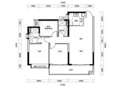 珠江四季悦城3室2厅1厨2卫建面109.00㎡