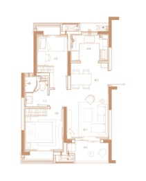 新华御著2室2厅1厨1卫建面72.00㎡