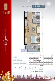 碧桂园中洲·云麓花园1室1厅1厨1卫建面38.33㎡